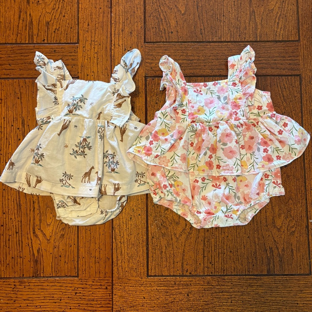 Floral & Animal Print Baby Girl Romper Dress Onesies - Spring/Summer - 3 month